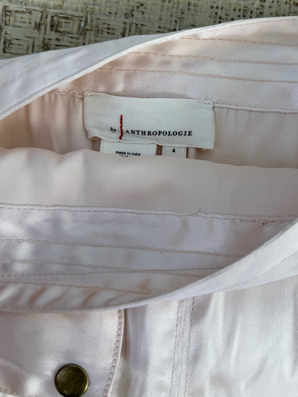 Anthropologie Silky Satin-Cream Utility Wrap Utility Skirt Belt Size 4 Small - Picture 8 of 8